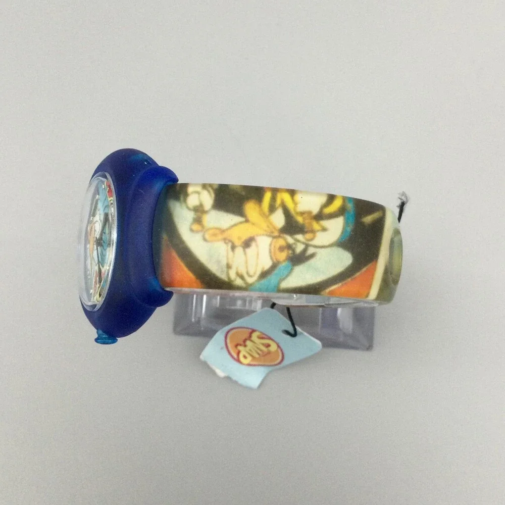 Disney Snap Donald Duck Boys Watch Blue Case Comic Dial Slap Band New Battery